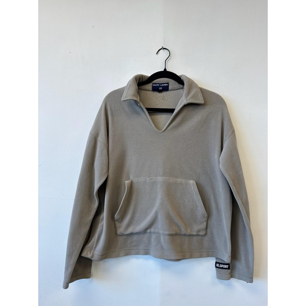 VTG Ralph Lauren Polo Sport Fleece‎ Sweatshirt Medium Gray V Neck Pullover Top